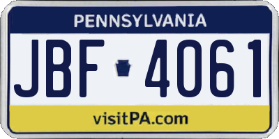 PA license plate JBF4061