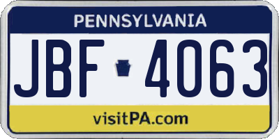 PA license plate JBF4063