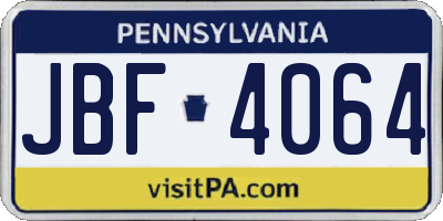 PA license plate JBF4064