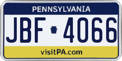 PA license plate JBF4066