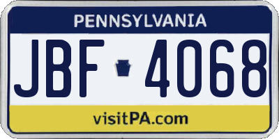 PA license plate JBF4068