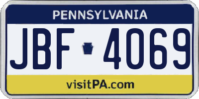 PA license plate JBF4069