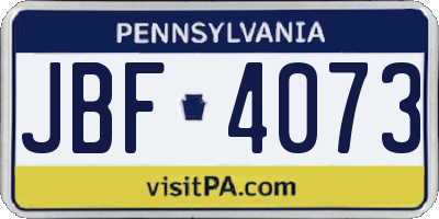 PA license plate JBF4073