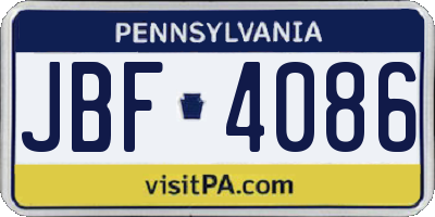 PA license plate JBF4086