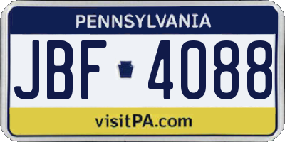 PA license plate JBF4088