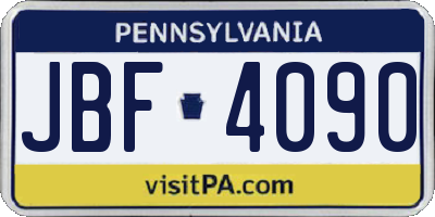 PA license plate JBF4090