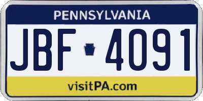 PA license plate JBF4091