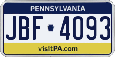 PA license plate JBF4093