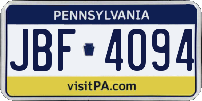 PA license plate JBF4094