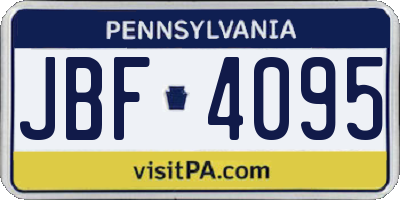 PA license plate JBF4095