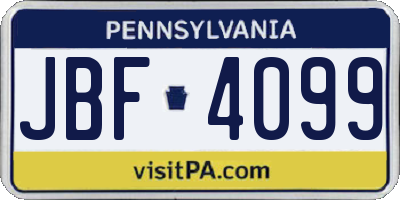 PA license plate JBF4099