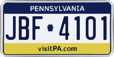 PA license plate JBF4101