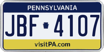 PA license plate JBF4107