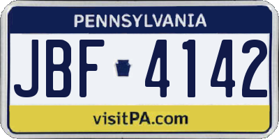 PA license plate JBF4142
