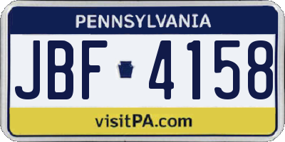 PA license plate JBF4158