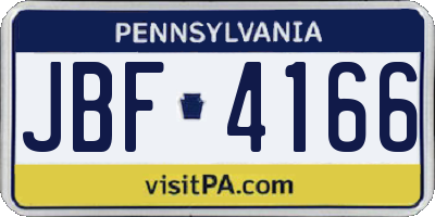 PA license plate JBF4166