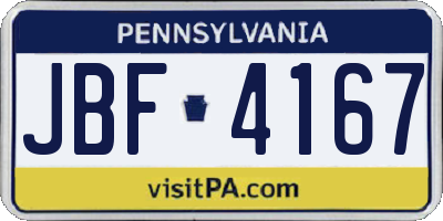 PA license plate JBF4167