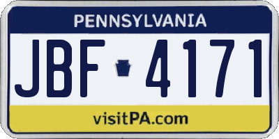 PA license plate JBF4171