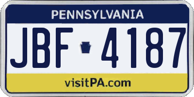 PA license plate JBF4187