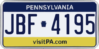PA license plate JBF4195