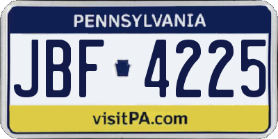 PA license plate JBF4225