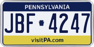 PA license plate JBF4247