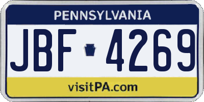 PA license plate JBF4269