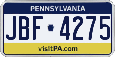 PA license plate JBF4275
