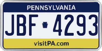 PA license plate JBF4293