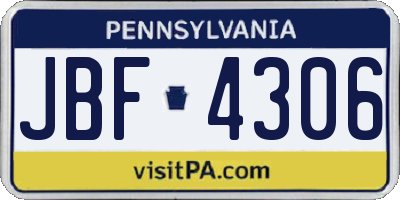 PA license plate JBF4306