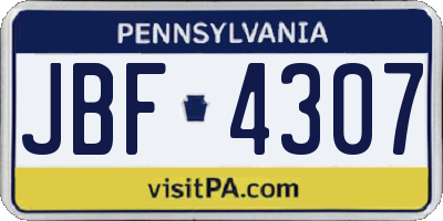 PA license plate JBF4307