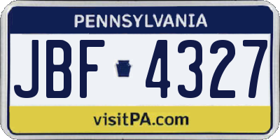 PA license plate JBF4327
