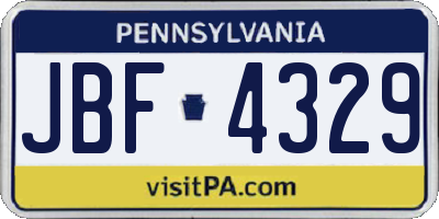 PA license plate JBF4329