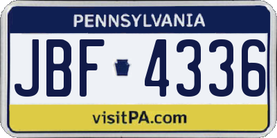PA license plate JBF4336