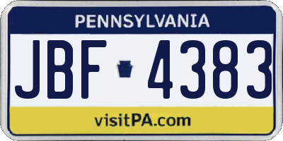 PA license plate JBF4383