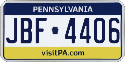 PA license plate JBF4406