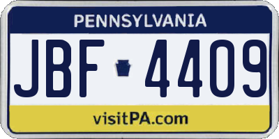 PA license plate JBF4409