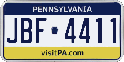 PA license plate JBF4411