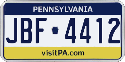 PA license plate JBF4412