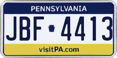 PA license plate JBF4413