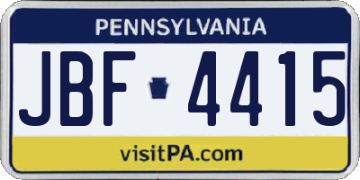 PA license plate JBF4415