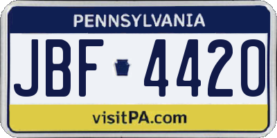 PA license plate JBF4420