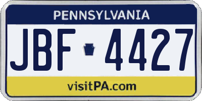 PA license plate JBF4427