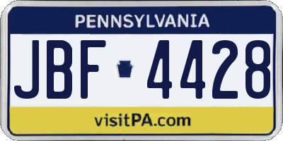 PA license plate JBF4428