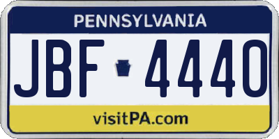 PA license plate JBF4440