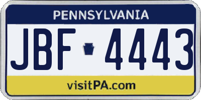 PA license plate JBF4443