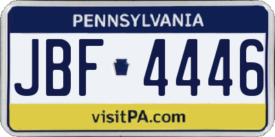 PA license plate JBF4446