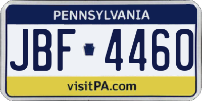 PA license plate JBF4460