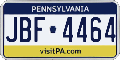 PA license plate JBF4464