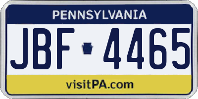 PA license plate JBF4465